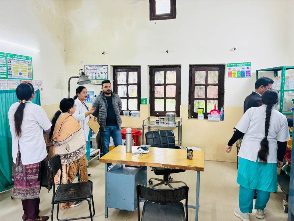 Testing the standards of cleanliness and patient services Visit of Kayakalp Assessment Team in PHC Gharuan